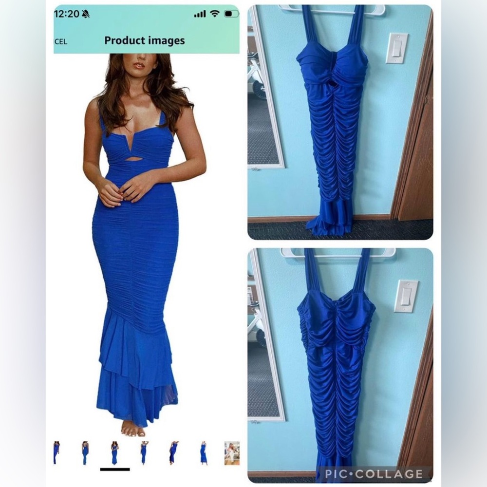 Women's Sleeveless Ruched Bodycon Mermaid Fishtail Maxi Dress size M. NWT